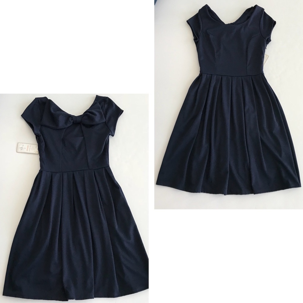 NWOT Fleet Collection Navy Blue Bow Dress Size S